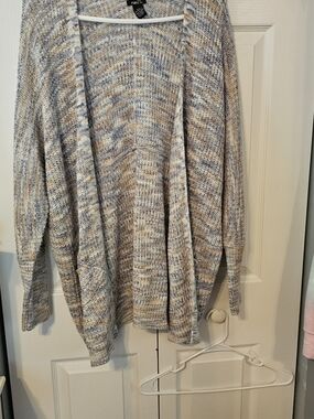Rue21 Cream, Blue and Tan Marled Open-Front Women's Cardigan